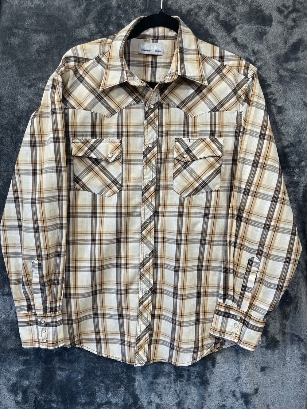 Vintage 1970s/1980s Wrangler "Wrancher Shirts" Pearl Snap Button-Up